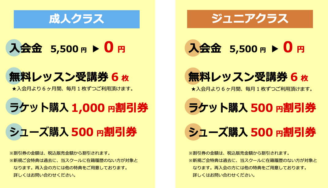 新規ご入会特典のご案内